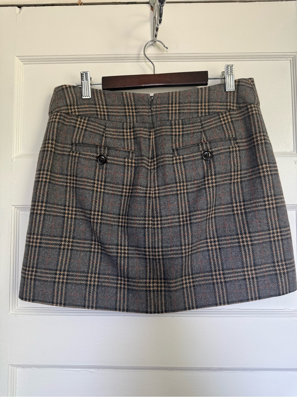 Vintage Y2K GAP Plaid Wool Mini Skirt in Yellow and Gray Dark Academia Sz 2 - Picture 4 of 11
